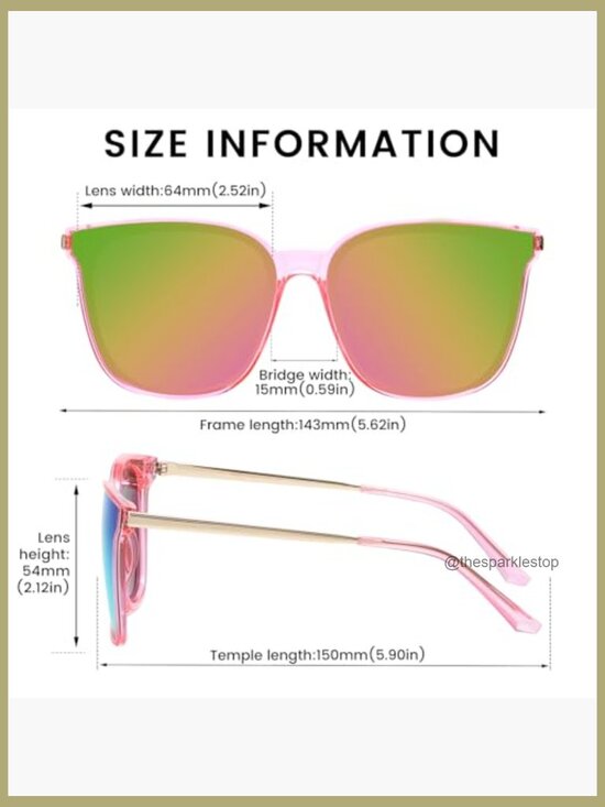Oversized Polarized Sunglasses, Retro Square Mirrored Shades, Lightweight UV400 main image 7